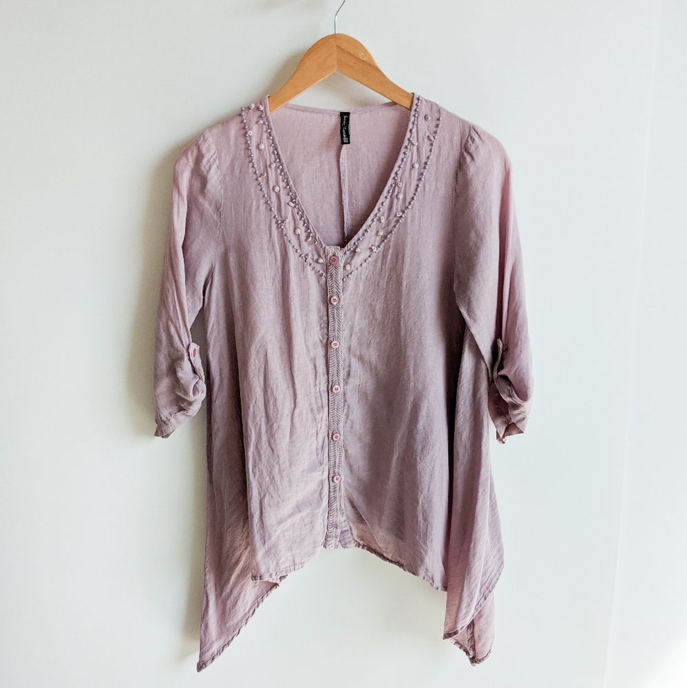 Sacred Threads Linen Cotton Blend Tunic Blouse - Picture 12 of 16